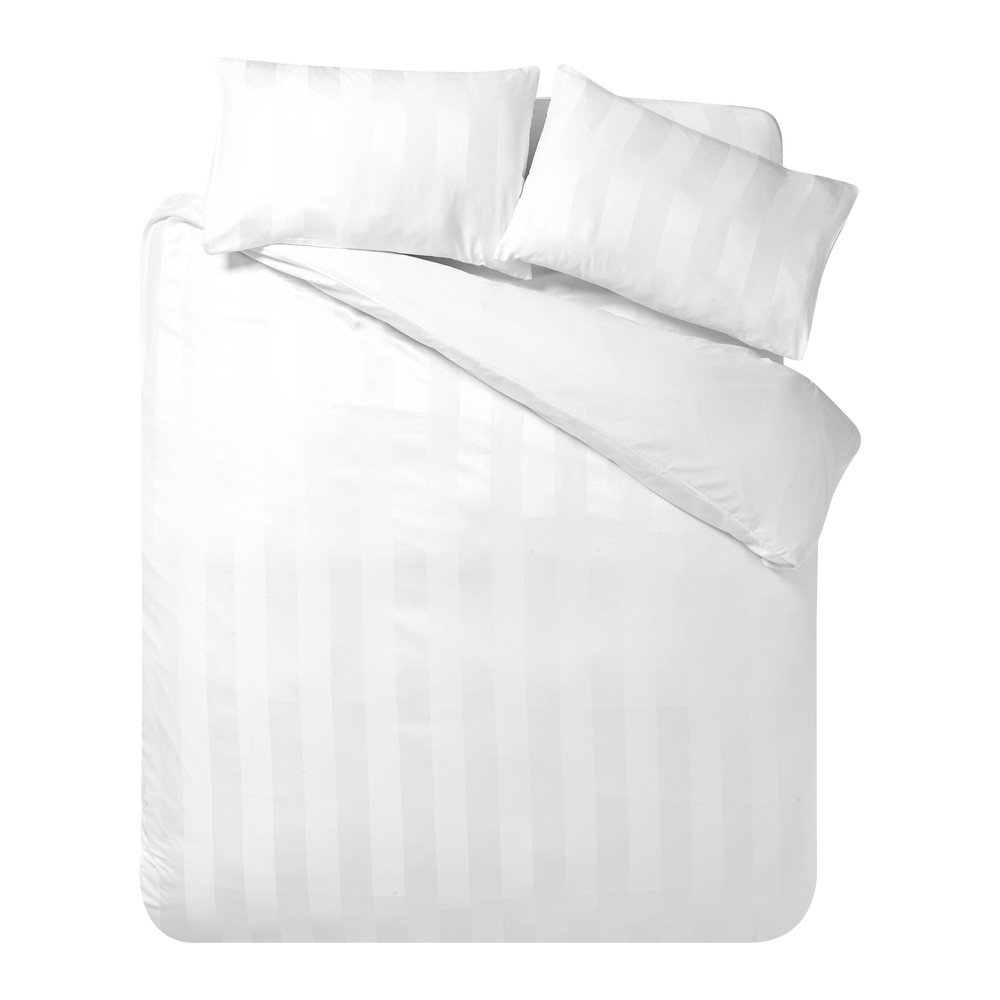 Fehér kétszemélyes szatén ágyneműhuzat 220x230 cm So Soft Satin Stripe – Catherine Lansfield